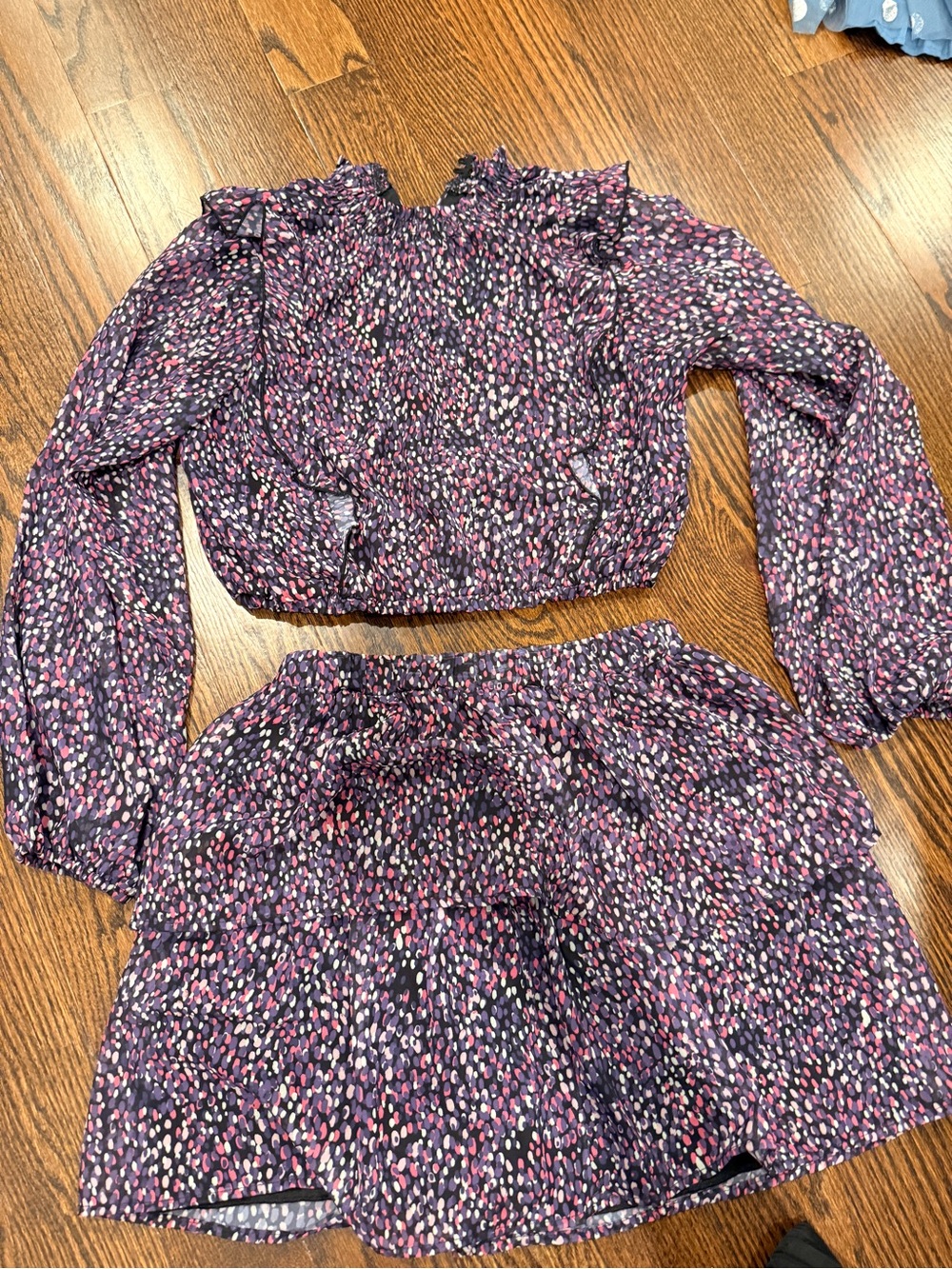 Koko and mason Two-Piece Purple Printed Smocked Set